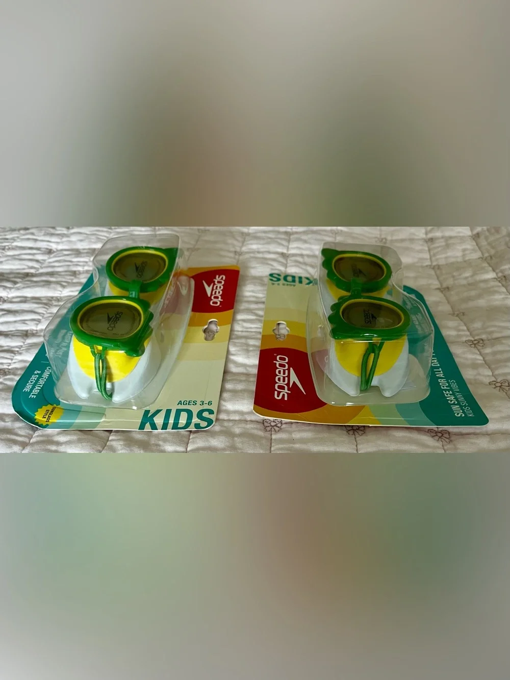 (2) Speed Sunny Vibes -style swim goggles in a fun green gator UV Protection